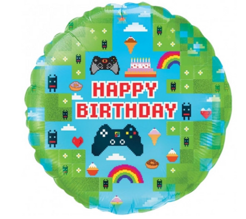 Foil Round Blox Gaming Birthday Balloon | 18"