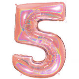 Foil Numbers Holographic Rose Gold Balloons | 40"