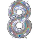 Foil Numbers Holo Silver Balloons | 26"