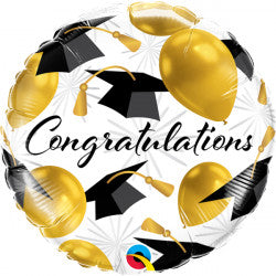 Foil Round Graduation Caps and Balloons | 18"