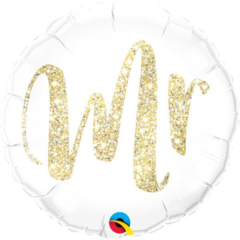 Mrs & Mrs Options - Foil Round Gold Glitter Balloons | 18"