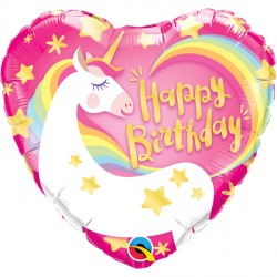 Foil Round Heart Unicorn Birthday Balloon | 18"