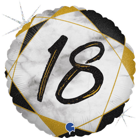 Black and Gold 18th Marble Foil Balloon | S40