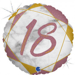 Pink and Gold 18th Marble Foil Balloon | S40