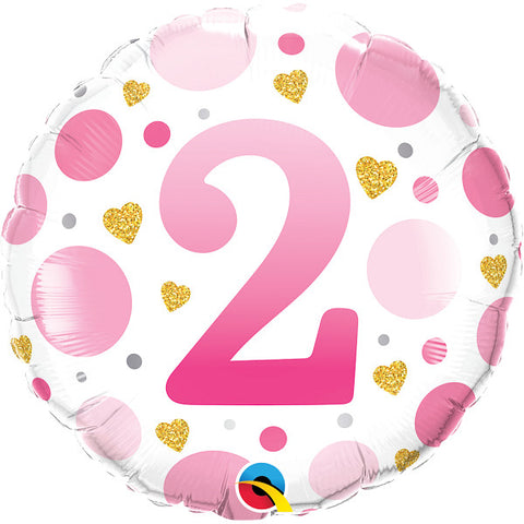 2nd Birthday Pink Dots Foil Balloon | 18"