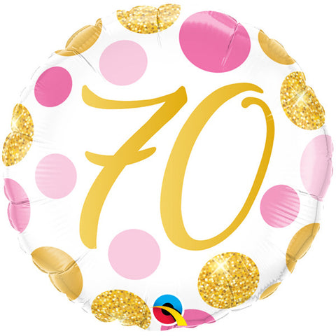 70th Pink and Gold Foil Balloon | 18"
