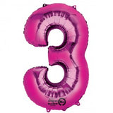 Foil Numbers Metallic Pink Balloons | 16"
