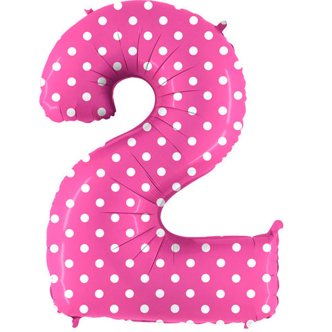 Foil Numbers Pois Pink Balloons | 40"