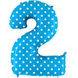 Foil Numbers Pois Turquoise Balloons | 40"