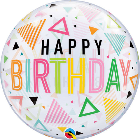 Geometric Happy Birthday Triangle 22" Balloon Bubble