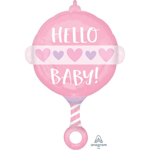 Baby Girl Rattle Shape Foil Balloon  S50