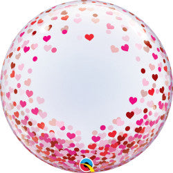 Bubble Deco Confetti Hearts Pink Balloon | 24"