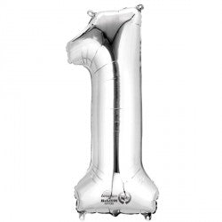 Foil Numbers Metallic Silver Balloons | 16"