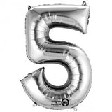 Foil Numbers Metallic Silver Balloons | 16"