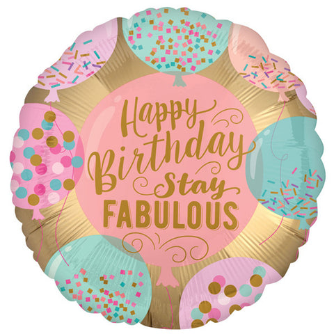 Happy Birthday Stay Fabulous Foil Balloon | 18"