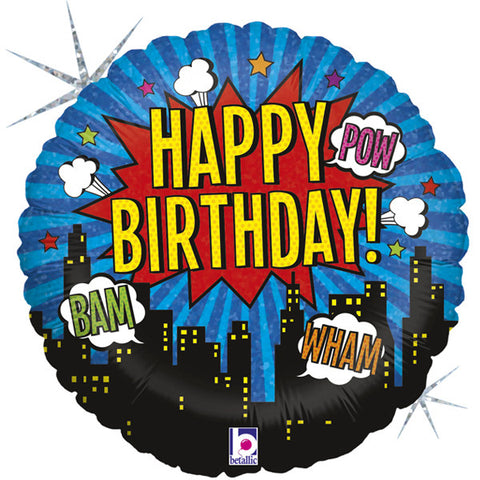 Foil Round Happy Birthday Super Hero Balloon | 18"